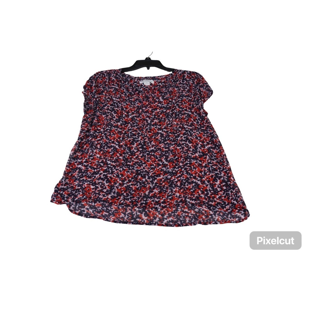 Liz Claiborne Blouse Top Women Small Multicolor Printed Casual Party Wear V Neck